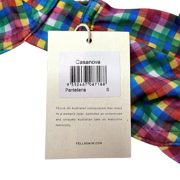 Fella Swim Casanova Pantelleria Plaid Blue, Red, Green Bikini Top - Picture 4 of 7